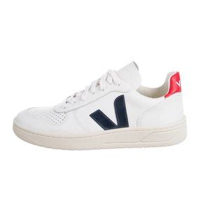 Veja- V-10 Leather Navy Blue and Red Low-Top Sneakers EU 37